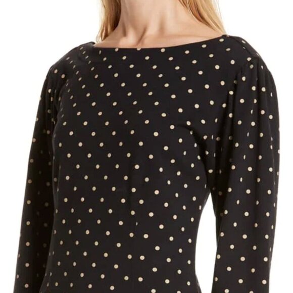 Rebecca Taylor Mini Dress Small Black Long Sleeve Shift Cotton Polka Dot 90s - Picture 8 of 8